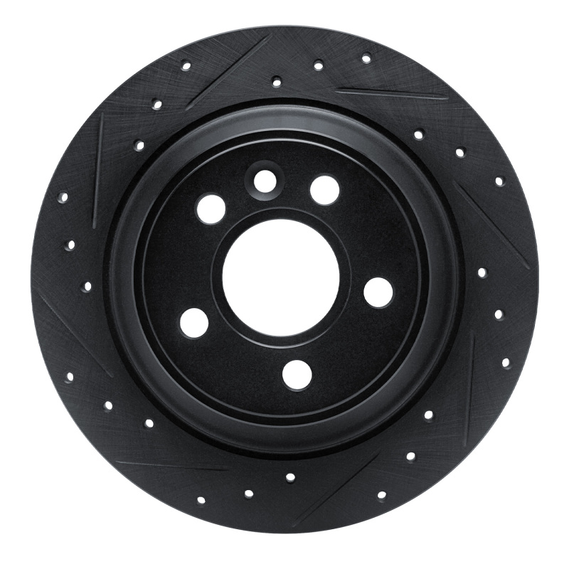 Volvo S80 Brake Rotor (1) - Rear Left - R1 Concepts - Drilled & Slotted - Black - `07-`10